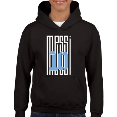 Afbeelding van Lionel Messi Kinder Hoodie Zwart Maat 122/128 leeftijd 7 tot 8 jaar rugnummer10 Cadeau Voetbal Zwarte