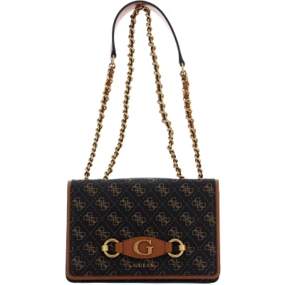 Afbeelding van GUESS Schoudertas Izzy Convertible Xbody Flap Brown Logo / Cognac Donkerbruin