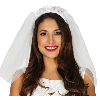 Afbeelding van Bruidssluier op diadeem verkleed accessoire Verkleedhoofddeksels