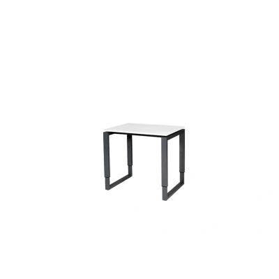 Afbeelding van Domino Plus bureau, hoogte instelbaar (62 85cm) met 80x60cm &#039;zwevend&#039; krijtwit 25mm blad en zwart (RAL9011) O poot frame