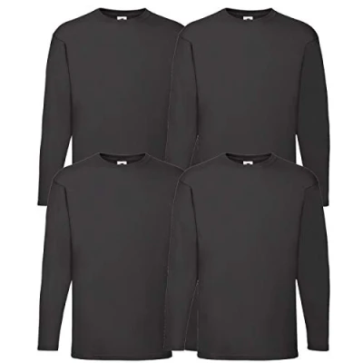 Afbeelding van Fruit of the Loom T shirt, met lange mouwen, M/L/XL/XXL, 4 stuks, verschillende kleurensets verkrijgbaar, Schwarz, XXL