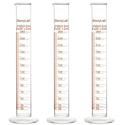 Afbeelding van stonylab 3 Pack Borosilicaatglas Zware Wand Maatcilinder Gegradueerde Cilinder, 250 ml