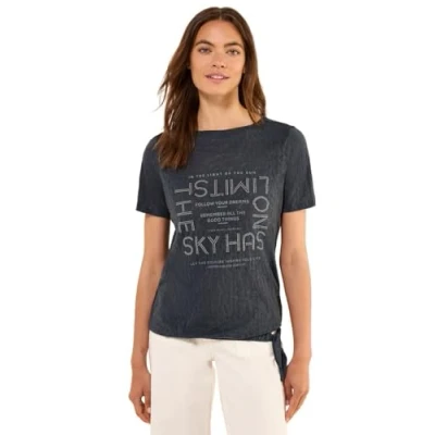 Afbeelding van Cecil MIT Schmucksteinen Tshirt print, Dames, Maat: XXL, Grau