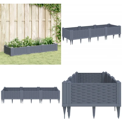 Afbeelding van Plantenbak met pinnen 125x40x28,5 cm polypropeen grijs