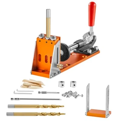 Afbeelding van VEVOR Pocket Hole Jig Kit Drie Zakgaten met Sleutel &amp; Square Drive Bits, Drevelhulp Boormal voor het boren van en Schuine Gaten, Boorhulp houtbewerking Alu.