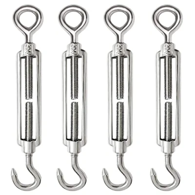 Afbeelding van 4 stuks kabelspanners roestvrij staal M8 spanslot draadspanner 304 verstelbare haken en ogen voor kabelspanhaken