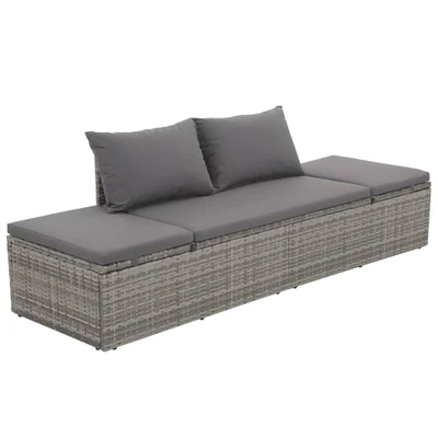 Afbeelding van Tuinbed 195x60 cm poly rattan grijs