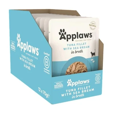 Afbeelding van 12x70g Tonijn met Brasem Applaws Kattenvoer