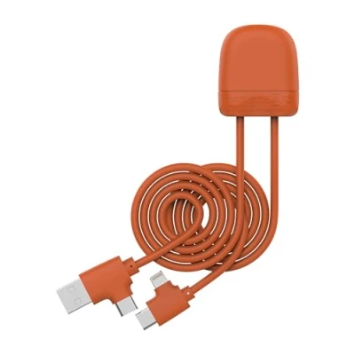 Afbeelding van Xoopar Ice Cable 1m Multi USB, USB C, Lightning oplaadkabel met gegevensoverdracht voor smartphone Iphone, Samsung, Huawei, Xiaomi, LG, Wiko Oranje