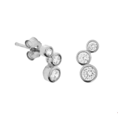 Afbeelding van Zilver Gerhodineerde Oorknoppen zirkonia 1323950 Sieraden compleet horloge Zilverkleur