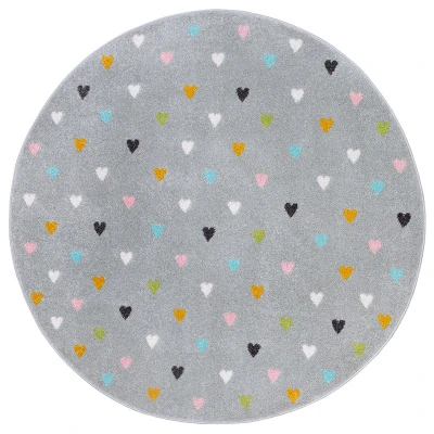 Afbeelding van Rond Vloerkleed Kids Little Hearts Grijs 123vloerkleed.nl is de online webshop voor vloerkleden en woonaccessoires.