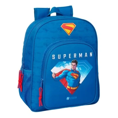 Afbeelding van Safta Superman schoolrugzak voor kinderen, aanpasbaar aan kinderwagen, ideaal kinderen van schoolleeftijd, comfortabel en veelzijdig, kwaliteit duurzaamheid, 32 x 12 38 cm, Blauw, M, Casual