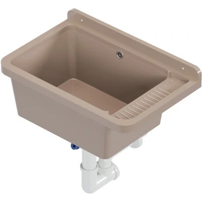 Afbeelding van Gootsteen wastafel wasbak buiten tuin garage kelder spoelbak waskeuken werkplaats grote (beige)
