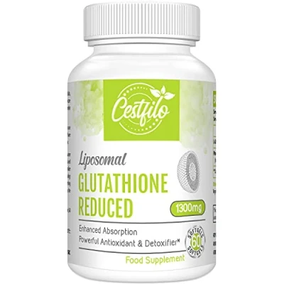 Afbeelding van Cestfilo Liposomaal glutathion gereduceerd 1300 mg, actieve vorm L glutathionreductase (GSH), krachtige antioxidant voor optimale celbescherming (60 Count (Pack of 1))