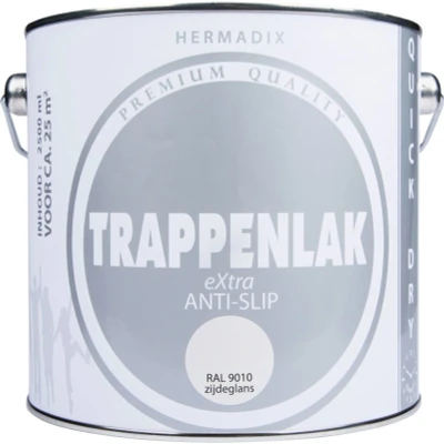 Afbeelding van Hermadix Trappenlak Extra Zijdeglans Ral 9010 2,5 liter