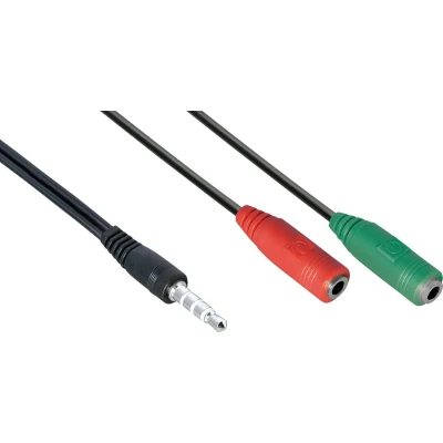 Afbeelding van 3,5mm 4 polig &gt; 2x headset adapter (CTIA/AHJ) zwart 0,15 meter