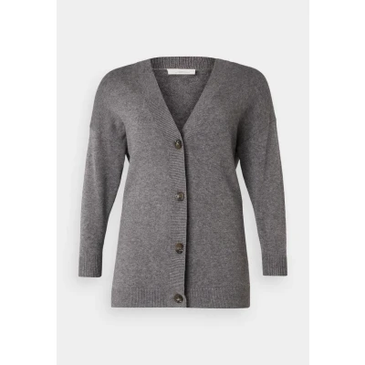 Afbeelding van ONLY Carmakoma Caresly Button Cardigan Vest, Dames, Maat: S 42/44, Chocolate torte melange
