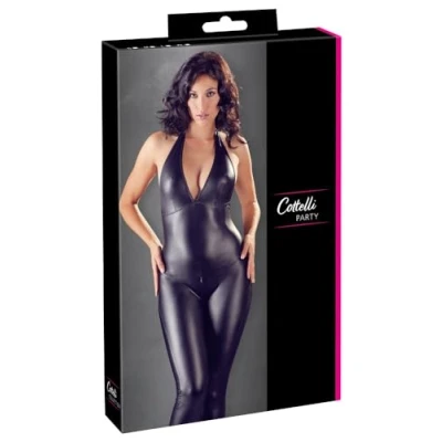 Afbeelding van Cottelli Collection Sexy Wetlook Catsuit Met Open Kruisje