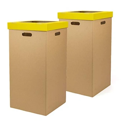 Afbeelding van ONLY BOXES, 2 stuks kartonnen bakken, bak met deksel, geel, afmetingen 34,3 x 68 cm (l b h), grote