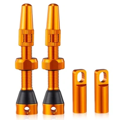 Afbeelding van HZJD 2 stuks Presta tubeless ventielen, oranje, kwaliteit stuurpen (44 mm)