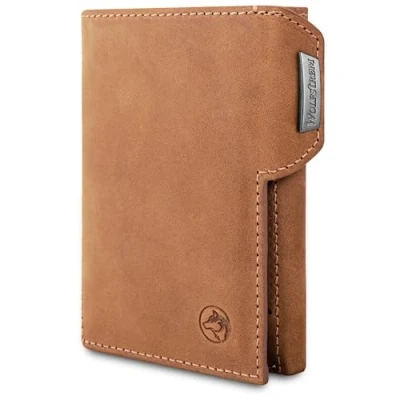 Afbeelding van Wolfstrøm Svente Slim Wallet &#039;Svente&#039; I 11 kaarten mini portemonnee heren klein met muntvak, RFID blocker dames en Credit Card Holder klein, (01) Vintage