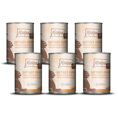 Afbeelding van 6x400g MjAMjAM puur vleesplezier Sappige Pure Kip kattenvoer nat