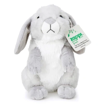 Afbeelding van Zappi Co Grijze konijn pluche speelgoed (20 cm lengte) een charmante en behaaglijke aanvulling op onze teddy Safari collectie