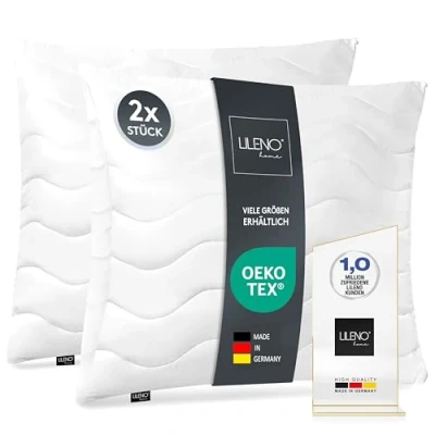 Afbeelding van LILENO HOME Hoofdkussen, 45 x cm, set van 2, als kussenvulling, in bed of decoratief kussen met ritssluiting, wasbaar tot 95 C, sofa en sierkussen voor bank
