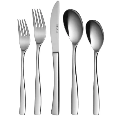 Afbeelding van Sola Lotus Bestekset 12 Persoons 100 Delig RVS Bestek Set Zilverwit Edelstaal 18/10 Vaatwasserbestendig Zilver