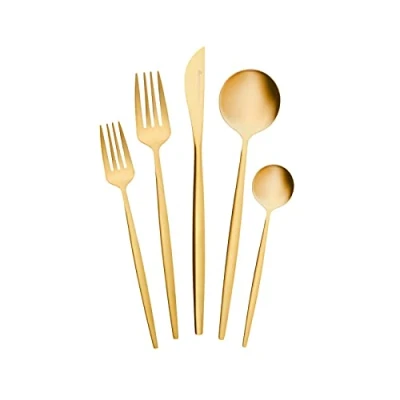 Afbeelding van Karaca Orion Gold Mes, 30 delig, soeplepels, dessertvorken