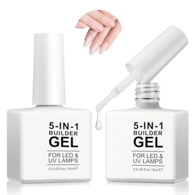 Afbeelding van 2 Pack Builder Gel, Base, 5 in 1 Nail Gel een Fles voor nagels Versterker, Hard Extension helder)