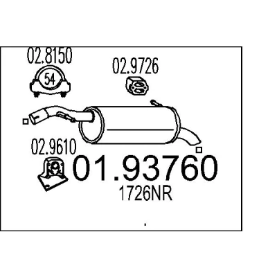 Afbeelding van MTS 01.93760 Einddemper 950mm CITROЁN: C3 I Hatchback (FC, FN) 1.4 16V HDi 2002