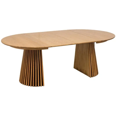 Afbeelding van Osaka eetkamertafel met 2 extra plaat eik fineer.