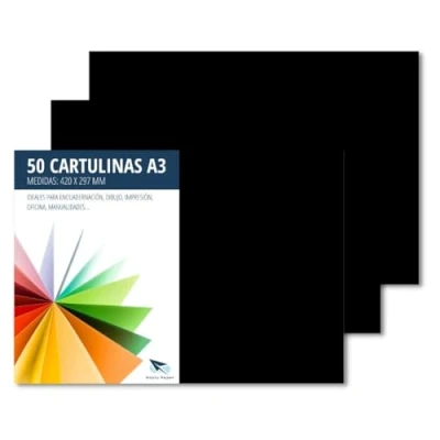 Afbeelding van Raylu Paper® A3 50 stuks, 180 g/m², 420 x 297 mm, gekleurde dozen met soft touch, perfect voor verband, kantoor, tekenen en knutselen (zwart)