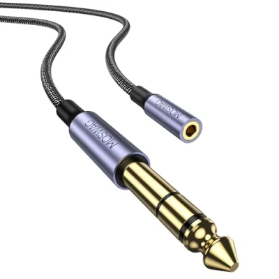 Afbeelding van MOSWAG 2M 1/4 naar 3,5 mm stereo audio jack adapter, 6,35 adapter voor versterkers, gitaarversterkers, home theater, hoofdtelefoons en meer
