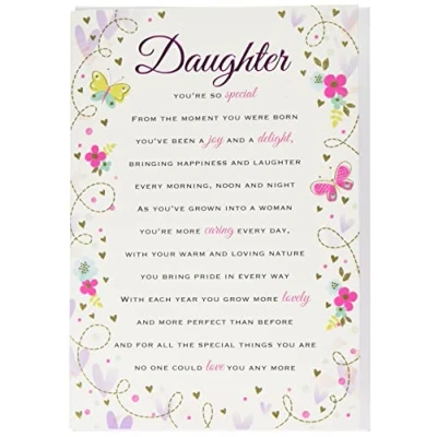 Afbeelding van Piccadilly Greetings Oprechte wensen Sentimentele Verjaardagskaart Dochter Regal Publishing C80679, witperzikbeigerozegroen, 9 x 6 inch