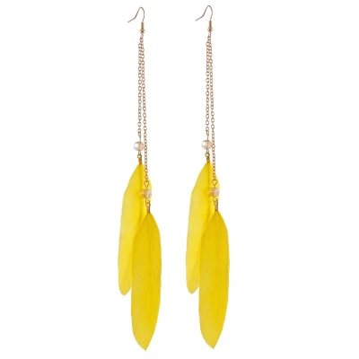 Afbeelding van Behave Oorhangers met gele veren