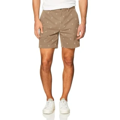 Afbeelding van Amazon Essentials Classic Fit 7&quot; Print Kort Casual, Kaki Anker, W33&quot;