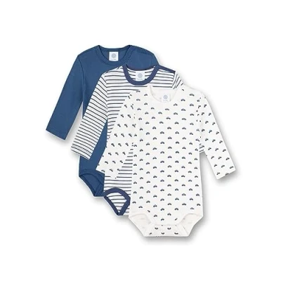 Afbeelding van Sanetta body Lange mouwen (verpakking van 3) blauw gestreept en wit Hoogwaardige duurzame voor jongens biologisch katoen. body&#039;s in verschillende prints Inhoud: set 3