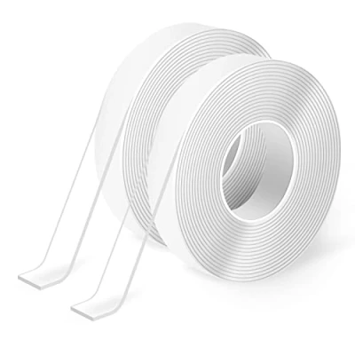 Afbeelding van Art3d Nano dubbelzijdig plakband (2 rollen van 3 meter), transparante schuimtape voor tapijt/lijmen items/fotolijsten/doe het zelf wandmontage, 300 x 1,3 0,2 cm
