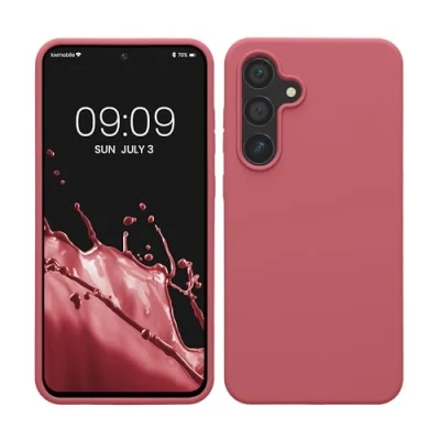 Afbeelding van kwmobile telefoonhoesje geschikt voor Samsung Galaxy S24 FE Hoesje met siliconen coating Smartphone case in donkerroze