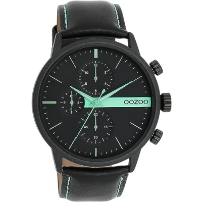 Afbeelding van OOZOO Timepieces zwarte horloge met leren band C11229