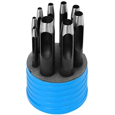 Afbeelding van S&amp;R Set van 9 stempels om te slaan, leer, ronde voor ponsen 3 tot 14 mm