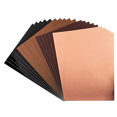 Afbeelding van Ideen mit Herz Spiegelkarton, metaalpapier, knutselpapier, metallic, 20 vellen, DIN A4, 200 g/m² (bruin, taupe, zwart, lichtkoper)
