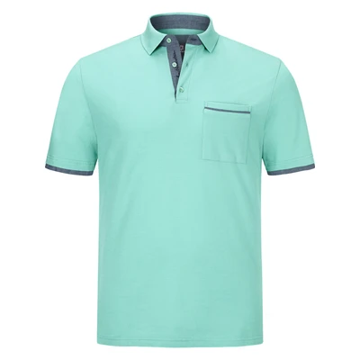 Afbeelding van Jan Vanderstorm loose fit polo Plus Size MELKER met contrastbies turquoise