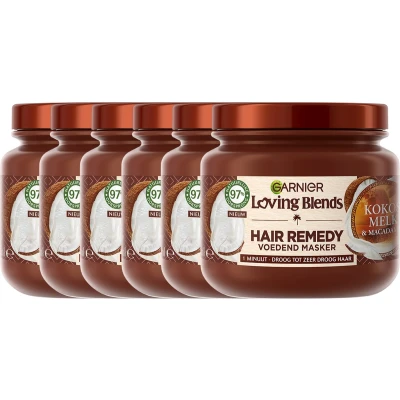 Afbeelding van 6x Garnier Loving Blends Kokosmelk en Macadamia Haarmasker 340 ml