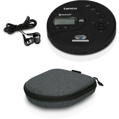 Afbeelding van Lenco CD 300BK Discman + PBC 50GY Draagbare Bluetooth MP3 Speler met ingebouwde Powerbank case