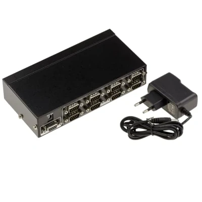 Afbeelding van KALEA INFORMATIQUE splitter type DB9 RS232 COM seriële die 1 ingangsbron identiek dupliceert tot 8 gelijktijdige RS 232 uitgangen.