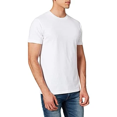 Afbeelding van Build your Brand heren T shirt ronde hals, basic bovendeel van katoen met hals verkrijgbaar in vele kleuren, XS 5XL maten, wit (white), L