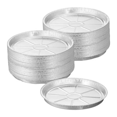Afbeelding van aluminium schaal rond set van 100 2,5 x 27,5 cm bakvorm vlaai voor bbq